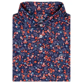 Garden Performance Polo Shirt - Dock Blue with Poppy Red Accents