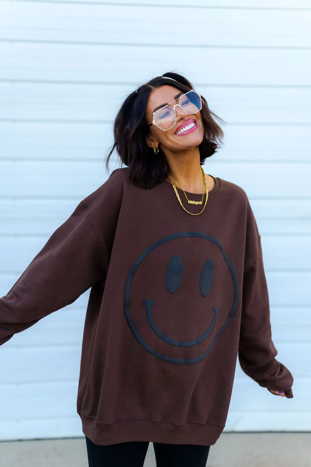 The World Needs Your Magic Puff Print Pullover in Mocha   Black