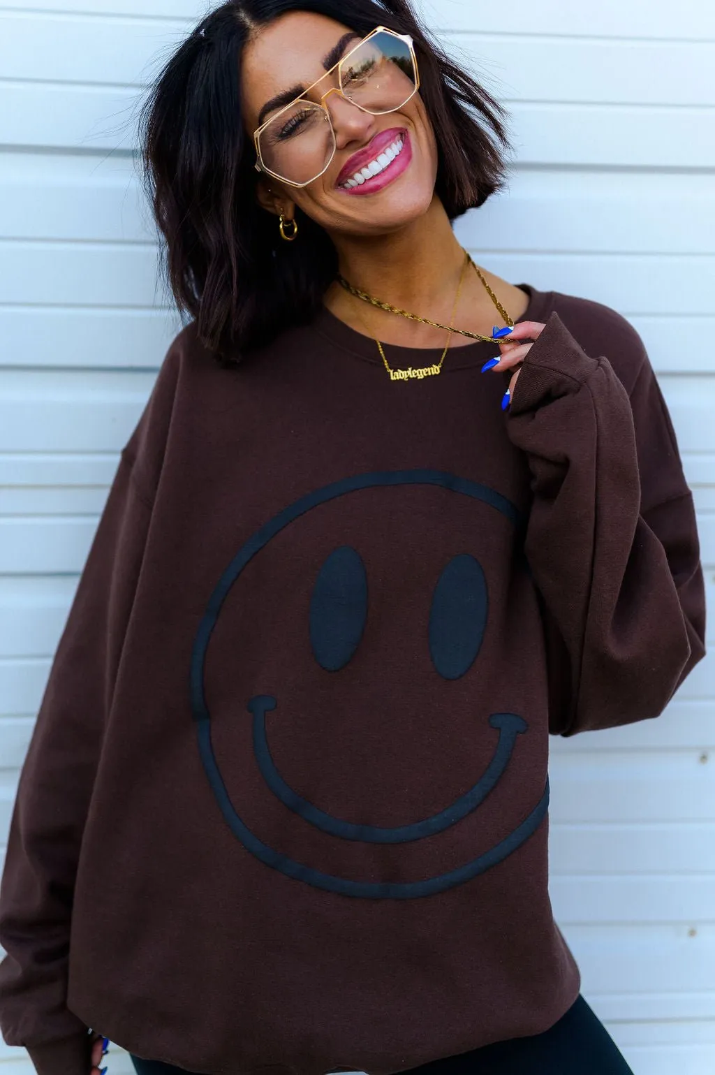 The World Needs Your Magic Puff Print Pullover in Mocha   Black