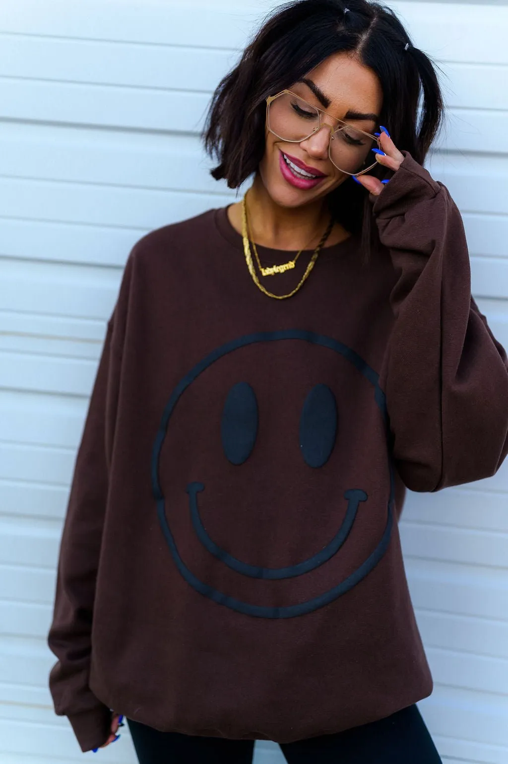 The World Needs Your Magic Puff Print Pullover in Mocha   Black