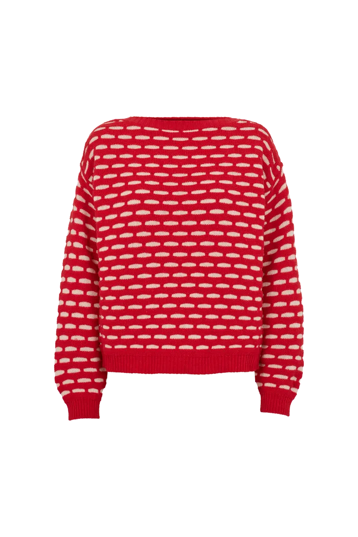 Wave Sweater - High risk red / birch