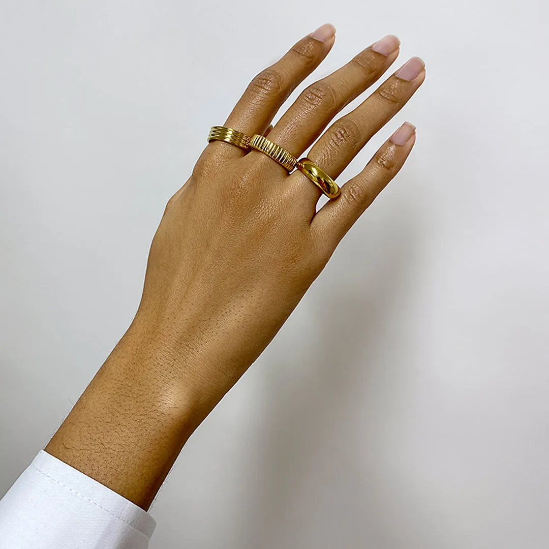 Wide Stacking Band Set gold