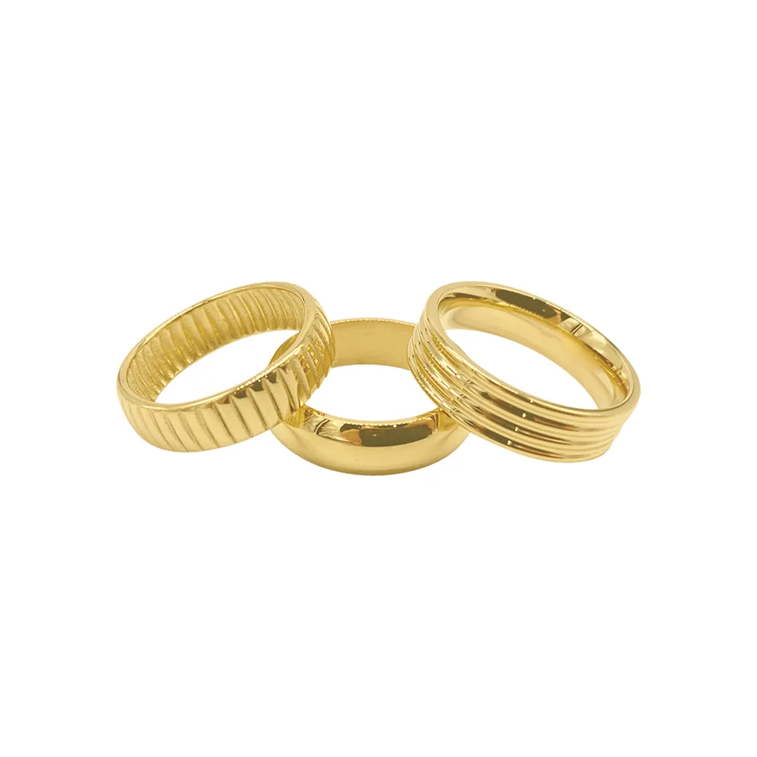 Wide Stacking Band Set gold