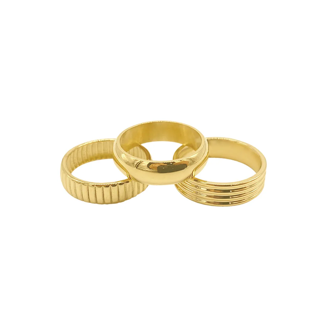 Wide Stacking Band Set gold